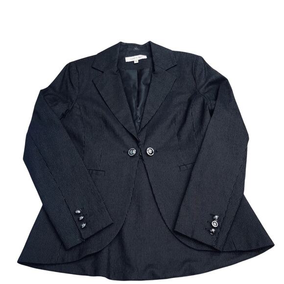 Harve Benard Office Siren Y2k Black White Pin Stripe 2 Piece Suit Blazer Skirt - Picture 16 of 16